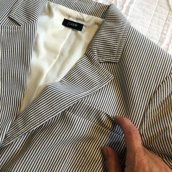 J Crew Seersucker Blazer Blue & White Size 6 - Picture 9 of 15